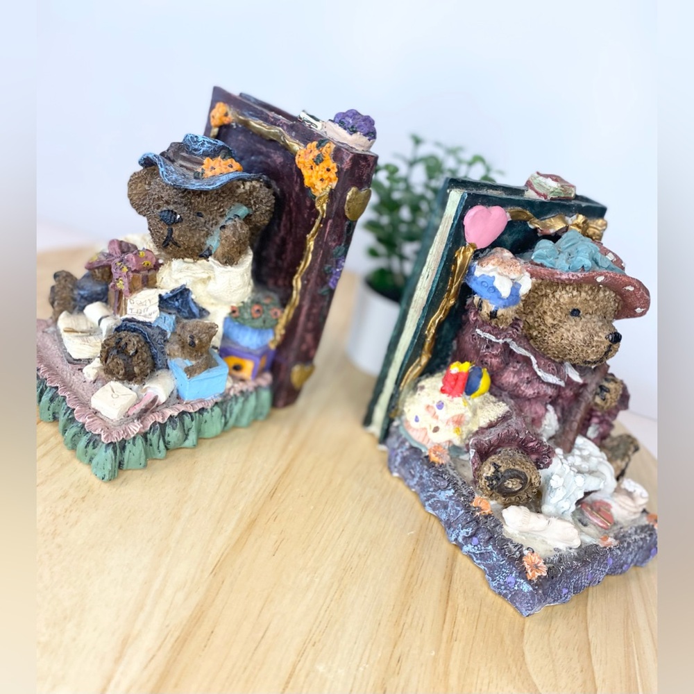 VINTAGE Paddington Charming TeddyBear Bookends with Colorful Accents 1990s